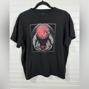 Brunette The Label. Black oversized graphic tee. Size S/M.